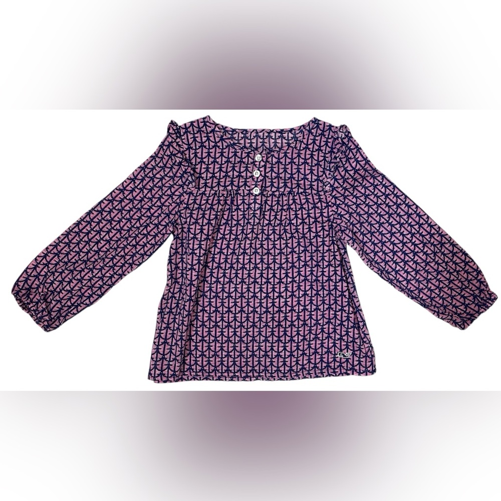 Vineyard Vines Girls 4/5 Purple Patterned Blouse